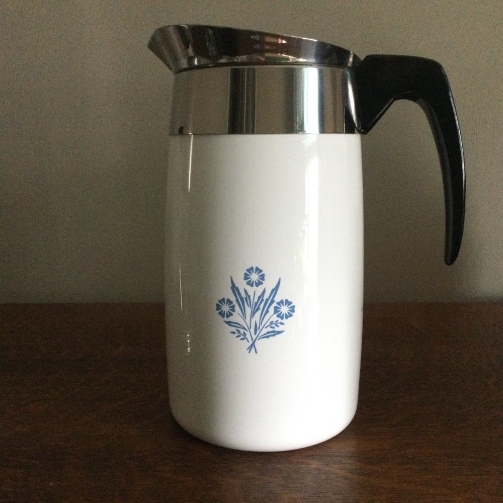 Retro Mid-Century Corningware Blue Cornflower 10 C. Electric Coffee Percolator